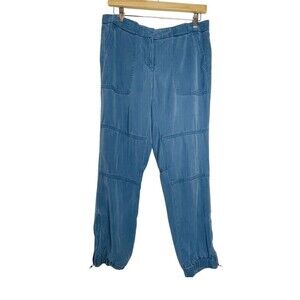 Ann Taylor Loft Cargo Jogger Lyocell Pants Women Size 4P Utility Pockets Blue